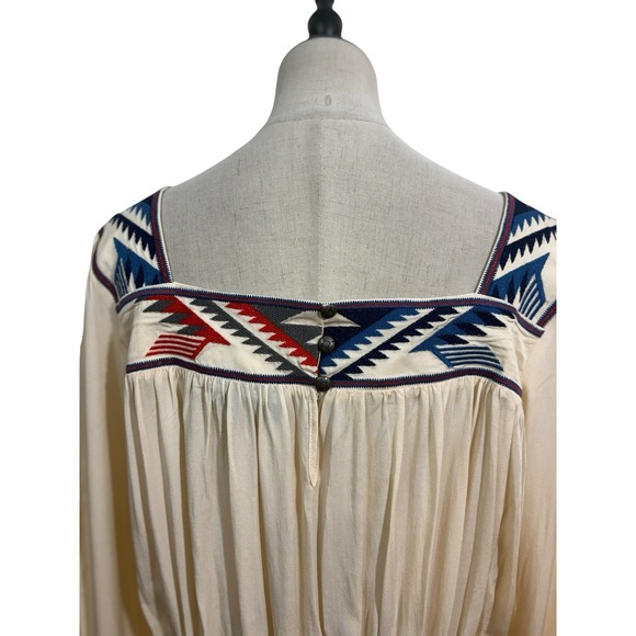 Ariat Jacquard Chimayo Peasent Top Sz XL Cream Boho Western - Picture 6 of 10
